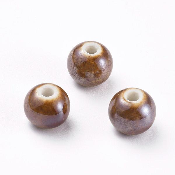 

PandaHall Handmade Porcelain Beads, Pearlized, Round, Camel, 8mm, Hole: 2mm Porcelain Round Brown