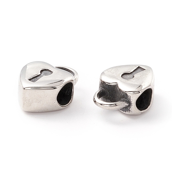 

PandaHall 304 Stainless Steel European Beads, Large Hole Beads, Manual Polishing, Lock, Antique Silver, 15x10.5x6.5mm, Hole: 4.5mm 304...