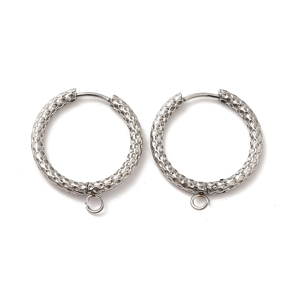 

PandaHall 201 Stainless Steel Hoop Earrings Findings, with 304 Stainless Steel Pins & Horizontal Loops, Ring, Stainless Steel Color, 10...