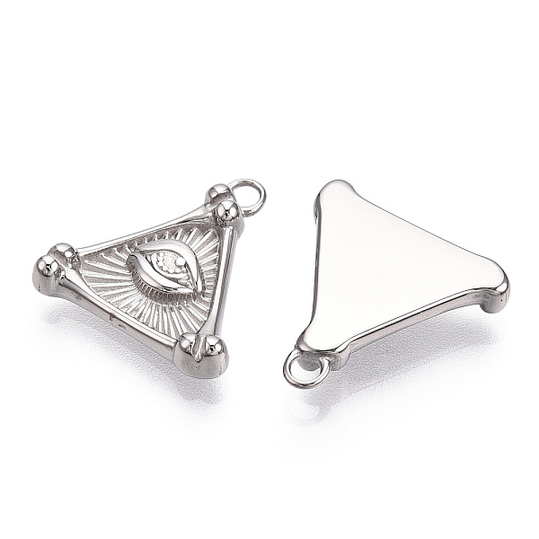 

PandaHall 304 Stainless Steel Pendants, Manual Polishing, Triangle with Eye Charm, Stainless Steel Color, 17x16x3mm, Hole: 1.8mm 304...