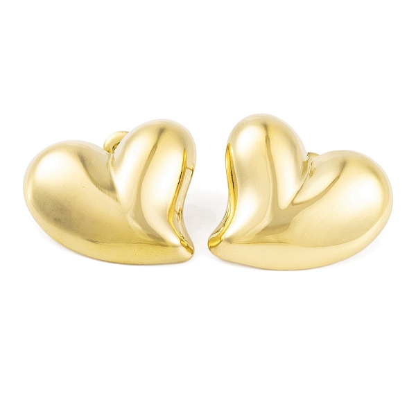 

PandaHall Ion Plating(IP) 304 Stainless Steel Stud Earrings for Women, Heart, Real 18K Gold Plated, 22x25.5mm 304 Stainless Steel Heart