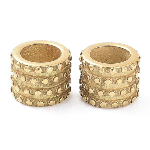

PandaHall Ion Plating(IP) 304 Stainless Steel European Beads, Large Hole Beads, Column with Polka Dot, Golden, 12.7x9.6mm, Hole: 8.3mm 304...