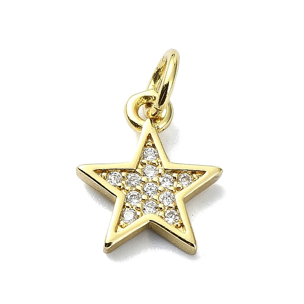 

PandaHall Brass Micro Pave Clear Cubic Zirconia Charms, Star, 11.5x9.5x1.5mm, Hole: 3mm Brass+Cubic Zirconia Star Clear