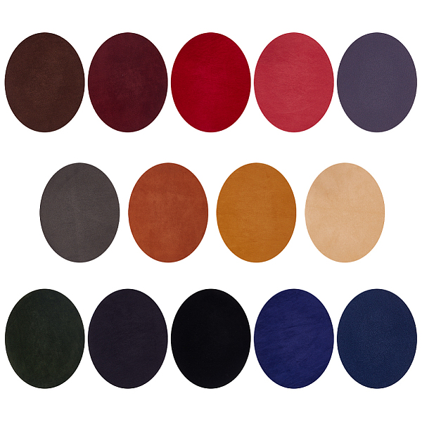 

PandaHall AHADERMAKER 28Pcs 14 Colors Iron on Clothing Repair Patches, Elbow Knee Patches, Oval, Mixed Color, 140x110x0.5mm, 2pcs/color..., Multicolor