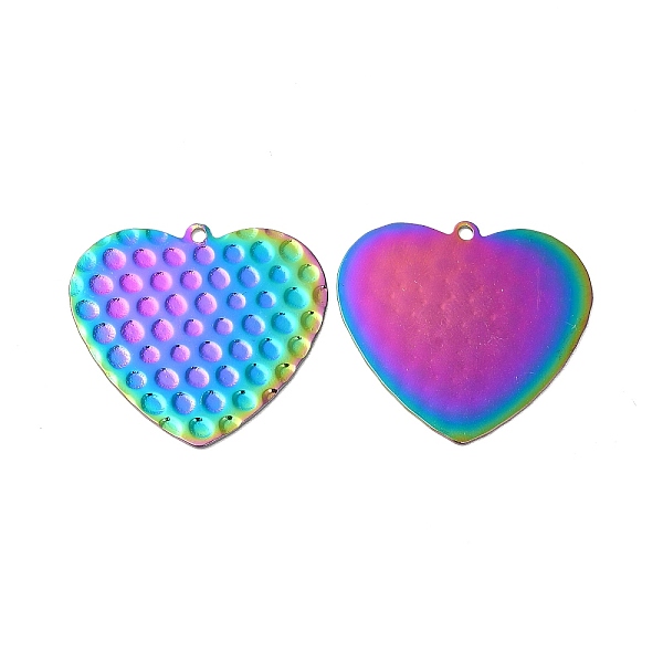 

PandaHall Ion Plating(IP) 304 Stainless Steel Pendants, Heart Charms, Rainbow Color, 27.5x30x0.8mm, Hole: 1.6mm 304 Stainless Steel Heart