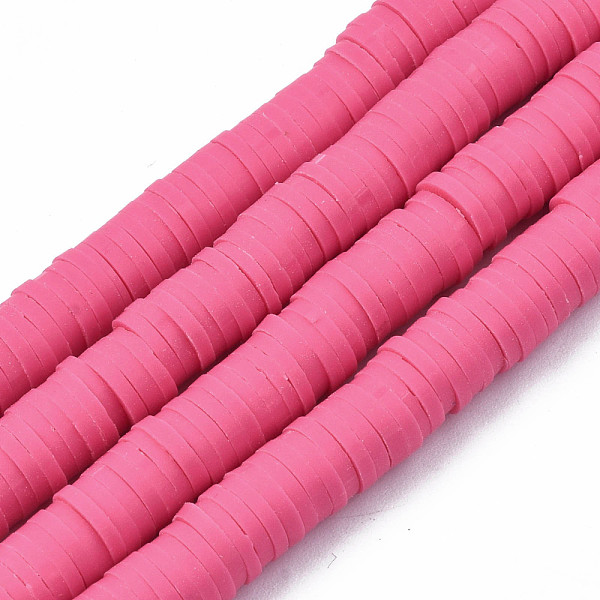 

PandaHall Handmade Polymer Clay Beads Strands, for DIY Jewelry Crafts Supplies, Heishi Beads, Disc/Flat Round, Hot Pink, 6x0.5~1mm, Hole...