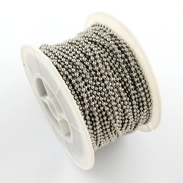 

PandaHall 201 Stainless Steel Ball Chains, with Spool, Stainless Steel Color, 2.4mm, about 82.02 Feet(25m)/roll 201 Stainless Steel