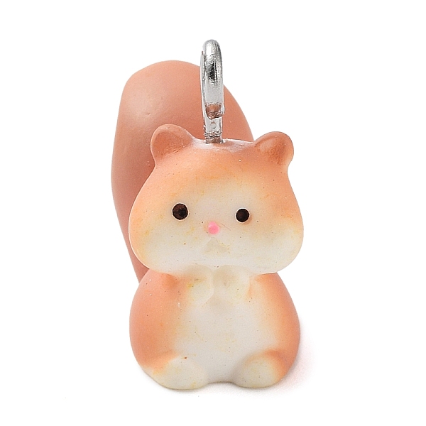 

PandaHall Opaque Resin Pendants, Animal Charms with Platinum Plated Iron Loops, Squirrel, 18.5x15.5x9.5mm, Hole: 2mm Iron+Resin Squirrel