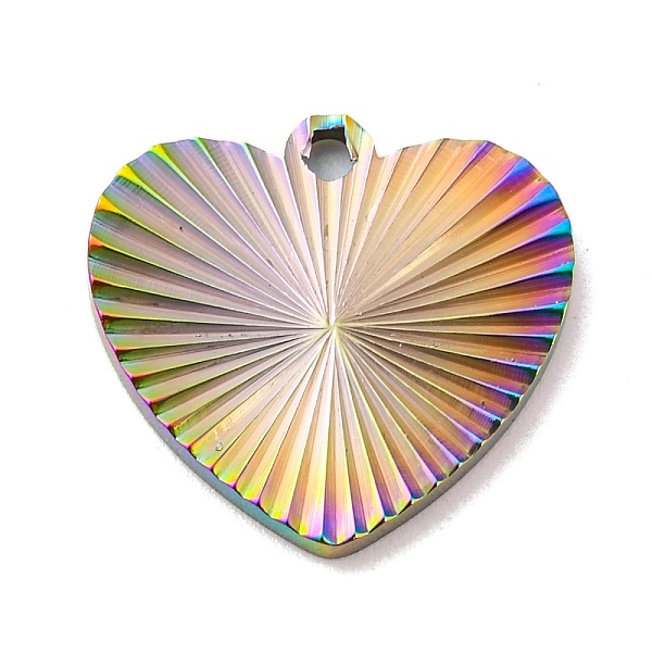 

PandaHall Ion Plating(IP) 304 Stainless Steel Pendants, Heart Charm, Rainbow Color, 17x18x2mm, Hole: 1.6mm 304 Stainless Steel Heart