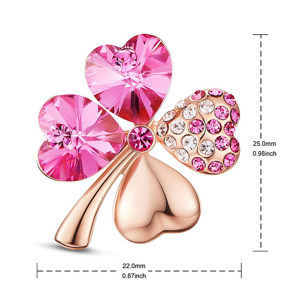

PandaHall SHEGRACE Alloy Brooch, Micro Pave AAA Cubic Zirconia Four Leaf Clover with Austrian Crystal, Camellia, 22x25mm Alloy+Austrian..., Pink