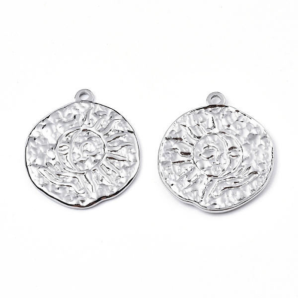 

PandaHall 201 Stainless Steel Pendants, Flat Round with Sun, Stainless Steel Color, 29x26x2mm, Hole: 1.8mm 201 Stainless Steel Flat Round