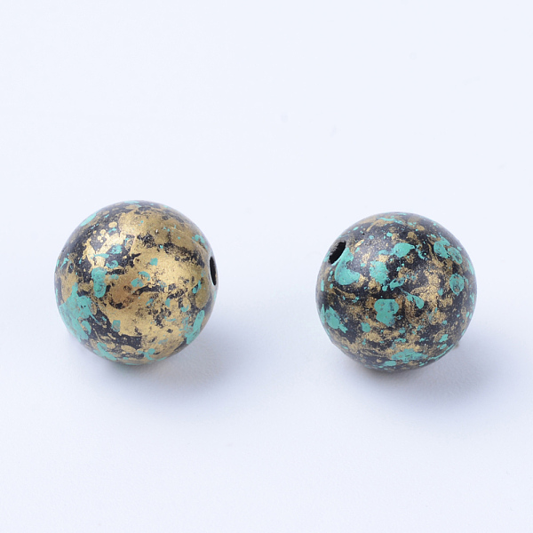 

PandaHall Antique Style Acrylic Beads, Round, Antique Bronze Plated, 11~12mm, Hole: 1.5mm Acrylic Round