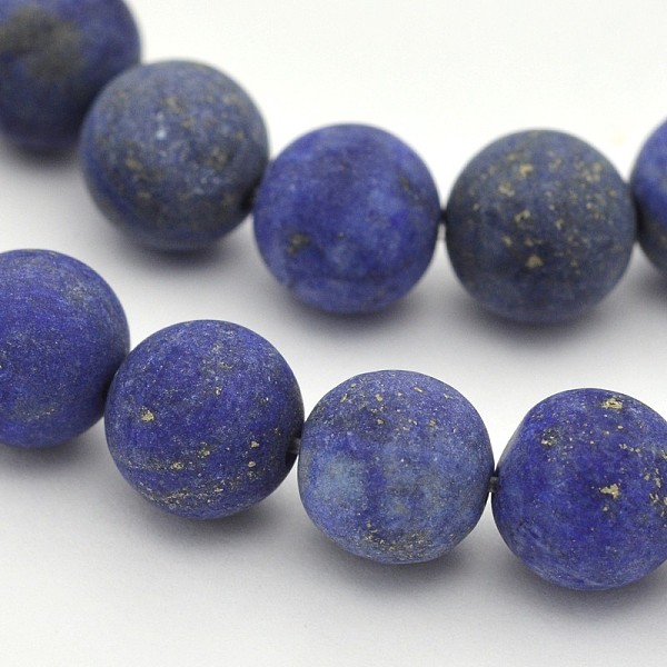 

PandaHall Natural Lapis Lazuli Round Beads Strands, Frosted, Dyed, 8mm, Hole: 1mm, about 48pcs/strand, 15.3 inch Lapis Lazuli Round Blue