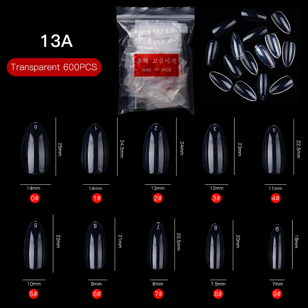 

PandaHall ABS Plastic Seamless Stiletto Shape False Nail Tips, Practice Manicure Nail Art Tool, Clear, 19~25x7~14mm, 600pcs/bag Plastic None...