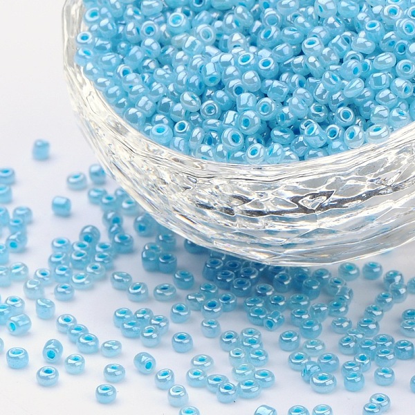 

PandaHall 12/0 Glass Seed Beads, Ceylon, Round, Round Hole, Pale Turquoise, 12/0, 2mm, Hole: 1mm, about 3333pcs/50g, 50g/bag, 18bags/2pounds...