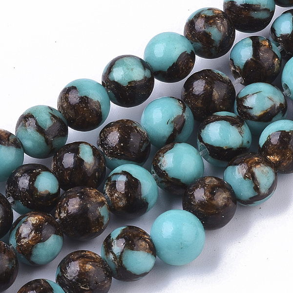 

PandaHall Assembled Synthetic Turquoise and Bronzite Beads Strands, Round, 6mm, Hole: 1.4mm, about 62~63pcs/strand, 14.96 inch(38cm)...