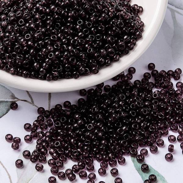 

PandaHall MIYUKI Round Rocailles Beads, Japanese Seed Beads, (RR153) Dark Smoky Amethyst, 8/0, 3mm, Hole: 1mm, about 2111~2277pcs/50g Glass..., Purple