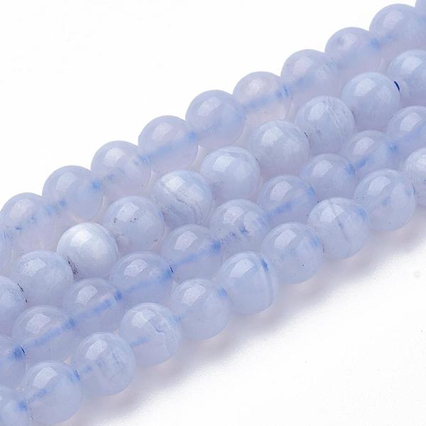 

PandaHall Natural Blue Chalcedony Bead Strands, Round, 4mm, Hole: 0.5mm, about 104pcs/strand, 15.7 inch Chalcedony Round Purple