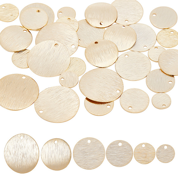 

PandaHall HOBBIESAY 36Pcs 6 Sizes Textured Blank Stamping Tags Real 24K Gold Plated Brass Pendants Flat Smooth Round Charms Metal Disc...