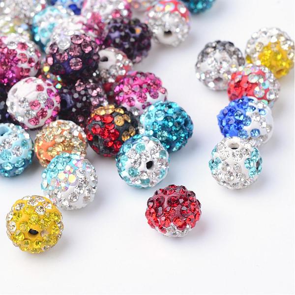 Perles De Boule Disco En Argile Polymère De Couleur à Deux Tons Manuelles