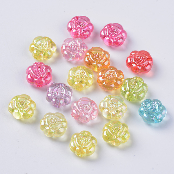 

PandaHall Transparent Acrylic Beads, AB Color Plated, Flower, Mixed Color, 10.5x5.5mm, Hole: 1.8mm, about 1720pcs/500g Acrylic Flower..., Multicolor