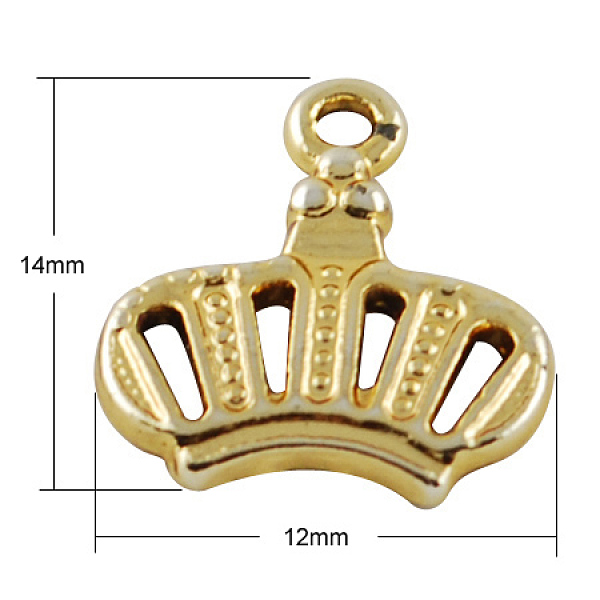 PandaHall Tibetan Style Alloy Charms, Cadmium Free & Lead Free, Crown, Golden, 14x12x2mm, Hole: 1mm Alloy Crown