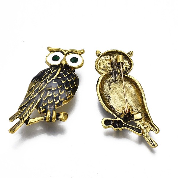 

PandaHall Owl Enamel Pin with Emerald Rhinestone, 3D Animal Alloy Brooch for Backpack Clothes, Nickel Free & Lead Free, Light Golden, Coffee..., Brown