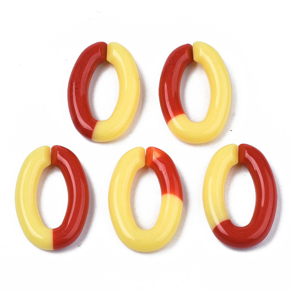 

PandaHall Two Tone Opaque Acrylic Linking Rings, Quick Link Connectors, for Jewelry Curb Chains Making, Oval Ring, FireBrick, 29.5x19.5x5mm..., Red