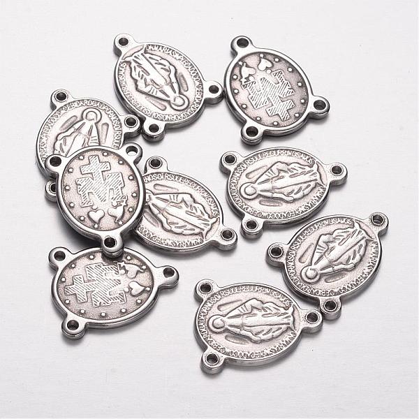 

PandaHall 201 Stainless Steel Links, Rosary Center Pieces, Chandelier Component Links, 3 Loop Connectors, Oval, Stainless Steel Color...