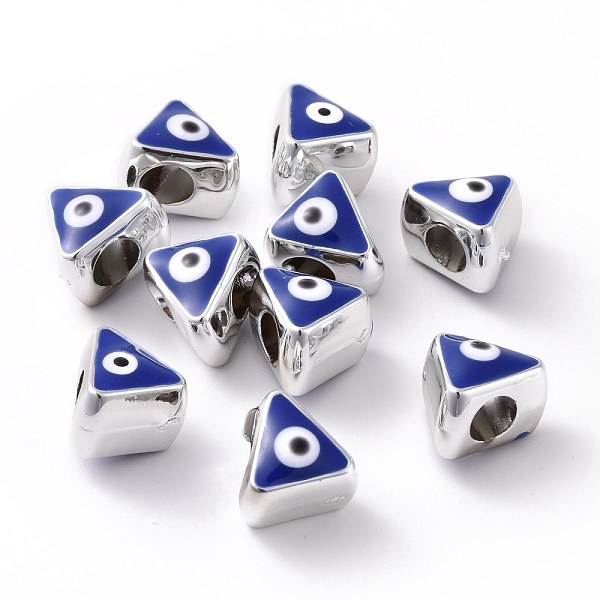 

PandaHall CCB Plastic Beads, with Enamel, Platinum, Triangle with Evil Eye, Blue, 11.5x11.5x9.5mm, Hole: 4.8mm Plastic Triangle Blue