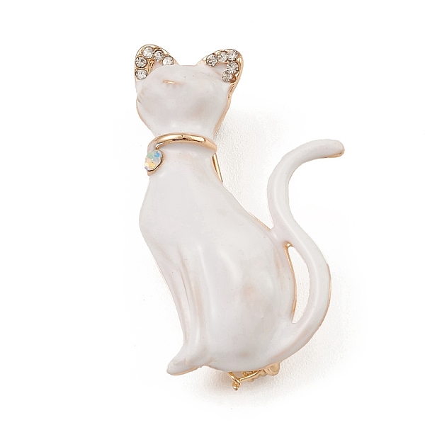 

PandaHall Alloy Enamel Brooch Pin for Clothes Backpack, Rhinestone Cat Badge, White, 41x24.5x13mm Alloy+Enamel Cat Shape White