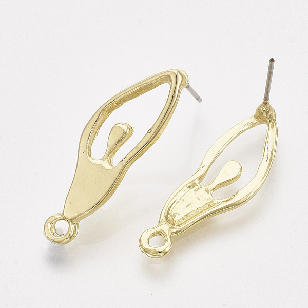 

PandaHall Alloy Stud Earring Findings, with Steel Pins and Loop, Light Gold, 27.5x9mm, Hole: 1.8mm, Pin: 0.8mm Alloy Others
