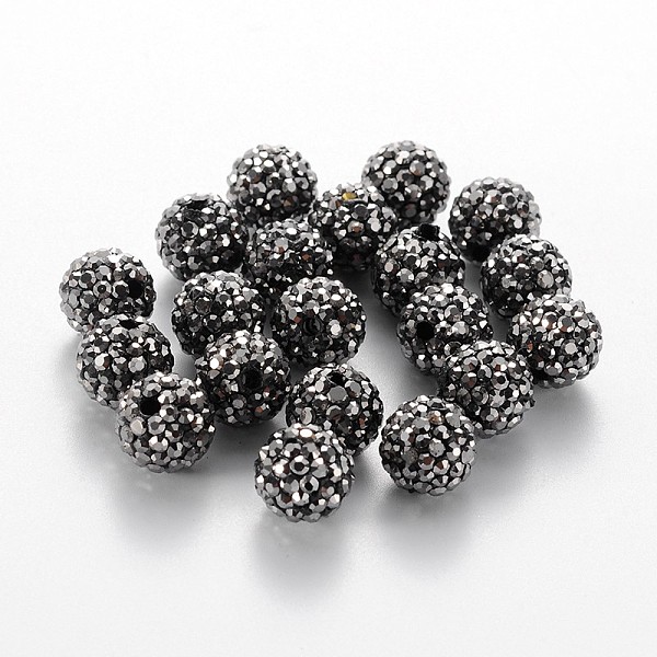 

PandaHall Grade A Rhinestone Pave Disco Ball Beads, for Unisex Jewelry Making, Round, Jet Hematite, PP11(1.7~1.8mm), 10mm, Hole: 1mm Polymer..., Black