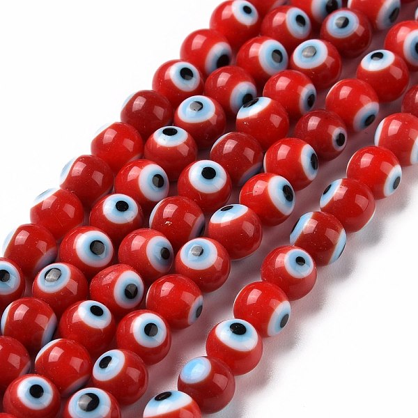 

PandaHall Handmade Evil Eye Lampwork Round Bead Strands, Red, 6mm, Hole: 1mm, about 64pcs/Strand, 14.57 inch(37cm) Lampwork Evil Eye Red