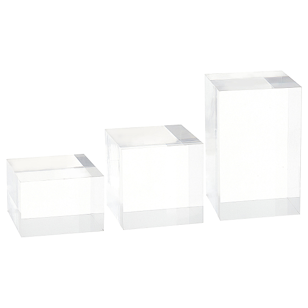 Image of OLYCRAFT 3 Pcs Acrylic Display Stands Clear Collectibles Display Stands for Displaying Model Toy Pop Figures Gems Jewelry Perfume - 3 Sizes