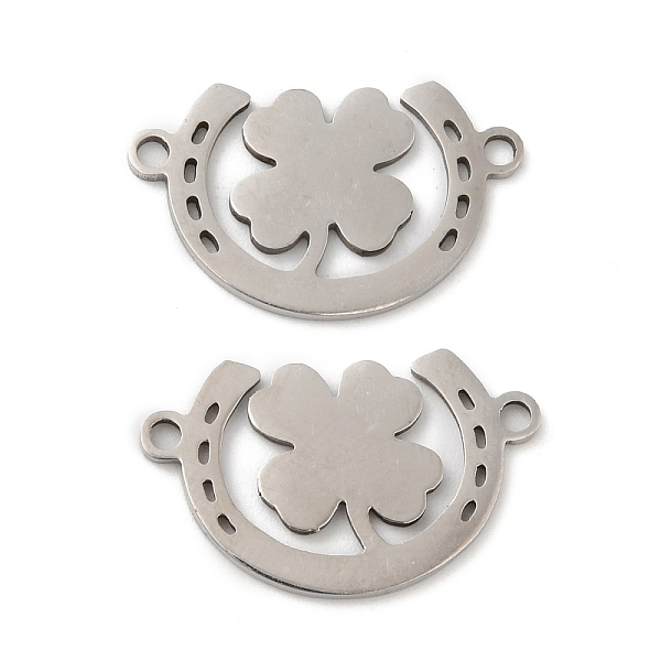 

PandaHall 201 Stainless Steel Connector Charms, Clover Links, Stainless Steel Color, 12x19.5x0.8mm, Hole: 1.5mm 201 Stainless Steel Clover