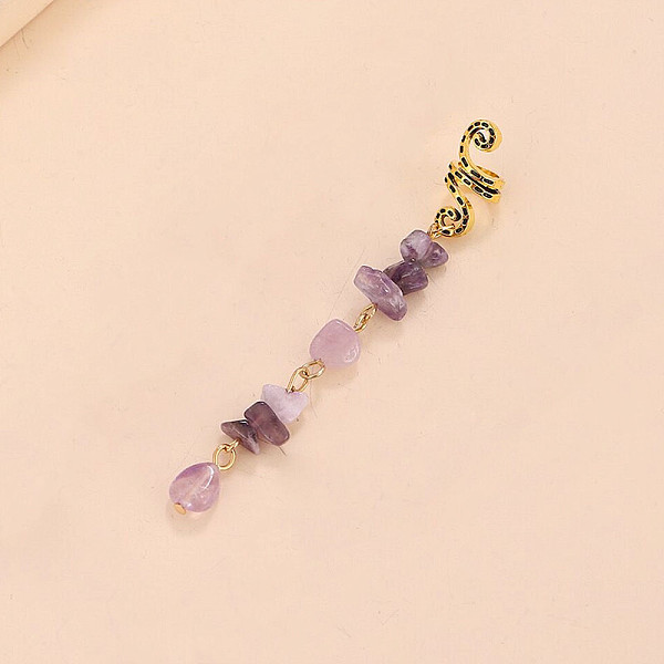 

PandaHall Alloy Dreadlocks Beads, Amethyst Braiding Hair Pendants Decoration Clips, 85x10mm Amethyst Purple