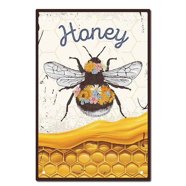 

PandaHall Vintage Metal Iron Tin Sign Poster, Wall Decor for Bars, Restaurants, Cafes Pubs, Vertical Rectangle, Bees Pattern, 300x200x0.5mm...
