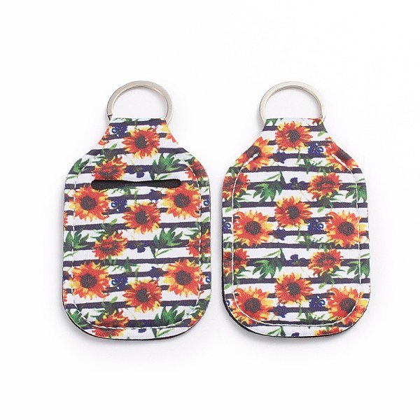 PandaHall Hand Sanitizer Keychain Holder, for Shampoo Lotion Soap Perfume and Liquids Travel Containers, Colorful, Flower Pattern...