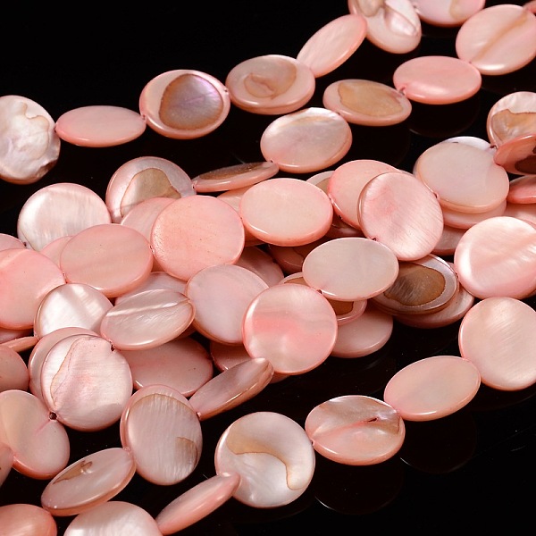 

PandaHall Natural Shell Beads Strands, Dyed, Flat Round, Pink, about 14mm in diameter, 3mm thick, hole: 2mm, 28pcs/strand, 16 inch...