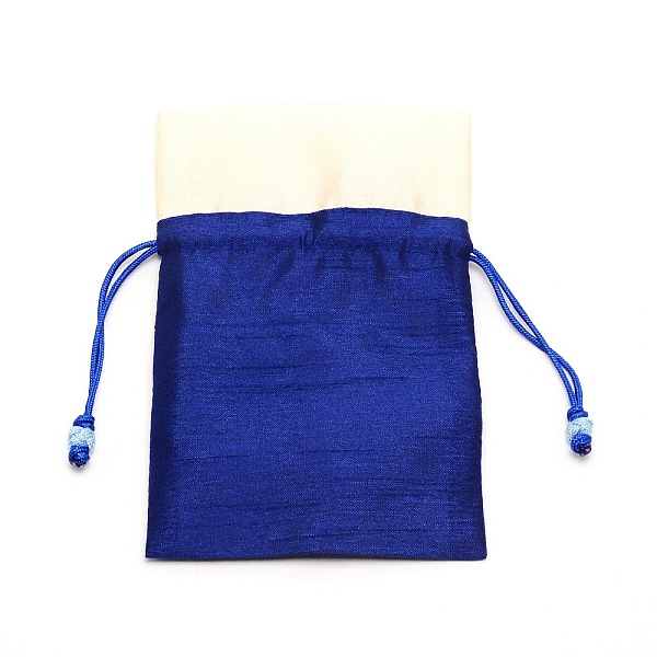 

PandaHall Polyester with Silk Pouches, Drawstring Bag, Rectangle with Knot, Medium Blue, 15x9.8~10x0.4cm Polyester None