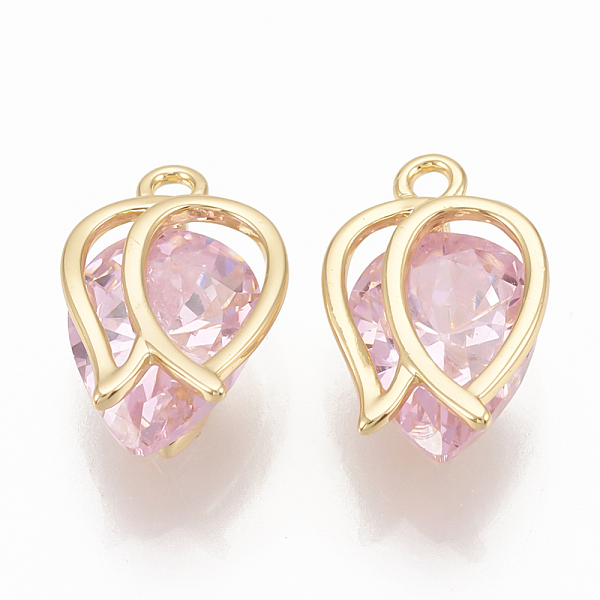 

PandaHall Brass Cubic Zirconia Charms, Flower, Nickel Free, Real 18K Gold Plated, Pearl Pink, 12x8x5mm, Hole: 1mm Brass+Cubic Zirconia...