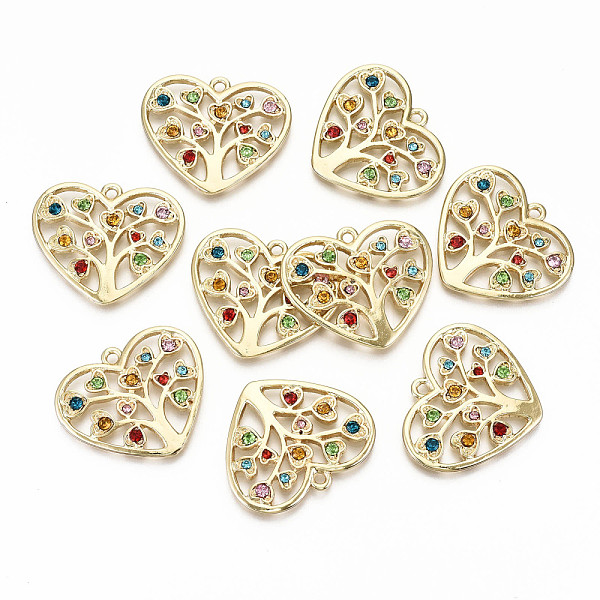 

PandaHall Alloy Pendants, with Rhinestone, Cadmium Free & Nickel Free & Lead Free, Oval with Tree, Mixed Color, Light Gold, 25.5x30x3mm..., Multicolor