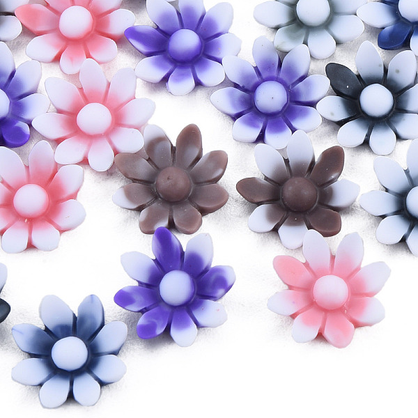 

PandaHall Opaque Resin Cabochons, Flower, Mixed Color, 9x9x2.5mm Resin Flower Multicolor