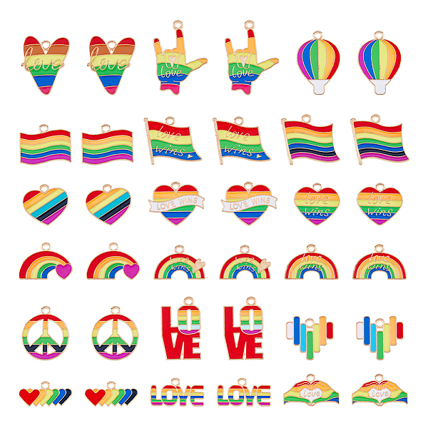 

PandaHall DICOSMETIC 72Pcs 18 Styles Rainbow Color Alloy Enamel Pendants, Mixed Shapes, Mixed Color, 10~24.5x15~22.5x1~1.5mm, Hole..., Multicolor