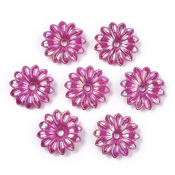 

PandaHall Opaque AS Plastic Bead Caps, Pearlized, Flower, Fuchsia, 32x32x7mm, Hole: 4mm, about 350pcs/500g Plastic Pink
