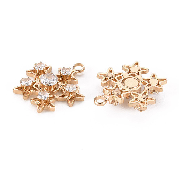 

PandaHall Brass Micro Pave Clear Cubic Zirconia Pendants, Star, Golden, 21.5x19.5x4mm, Hole: 2mm Brass+Cubic Zirconia Star Clear