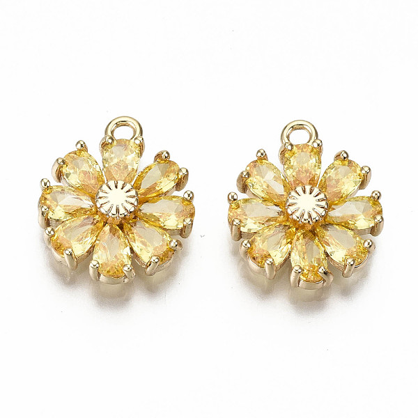 

PandaHall Real 18K Gold Plated Brass Micro Pave Cubic Zirconia Pendants, Nickel Free, Flower, Gold, 15x12.5x3.5mm, Hole: 1.4mm Brass+Cubic...