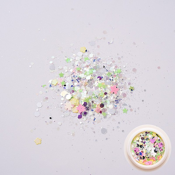 

PandaHall Shiny Nail Art Decoration Accessories, with Glitter Powder and Sequins, DIY Sparkly Paillette Tips Nail, Pale Green, 1~5x1~5mm...