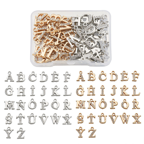 

PandaHall Fashewelry 2 Sets 2 Colors Alloy Rhinestone Charms, Alphabet, Letter A~Z, Crystal, Mixed Color, 12.5~13.5x5.5~12x2.5mm, Hole...
